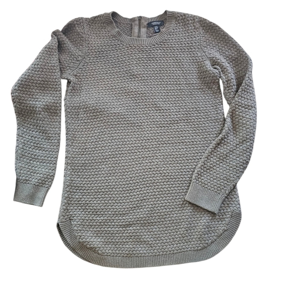 Jones & Co Jones New York Taupe Brown Long Cotton Blend Sweater Size Medium